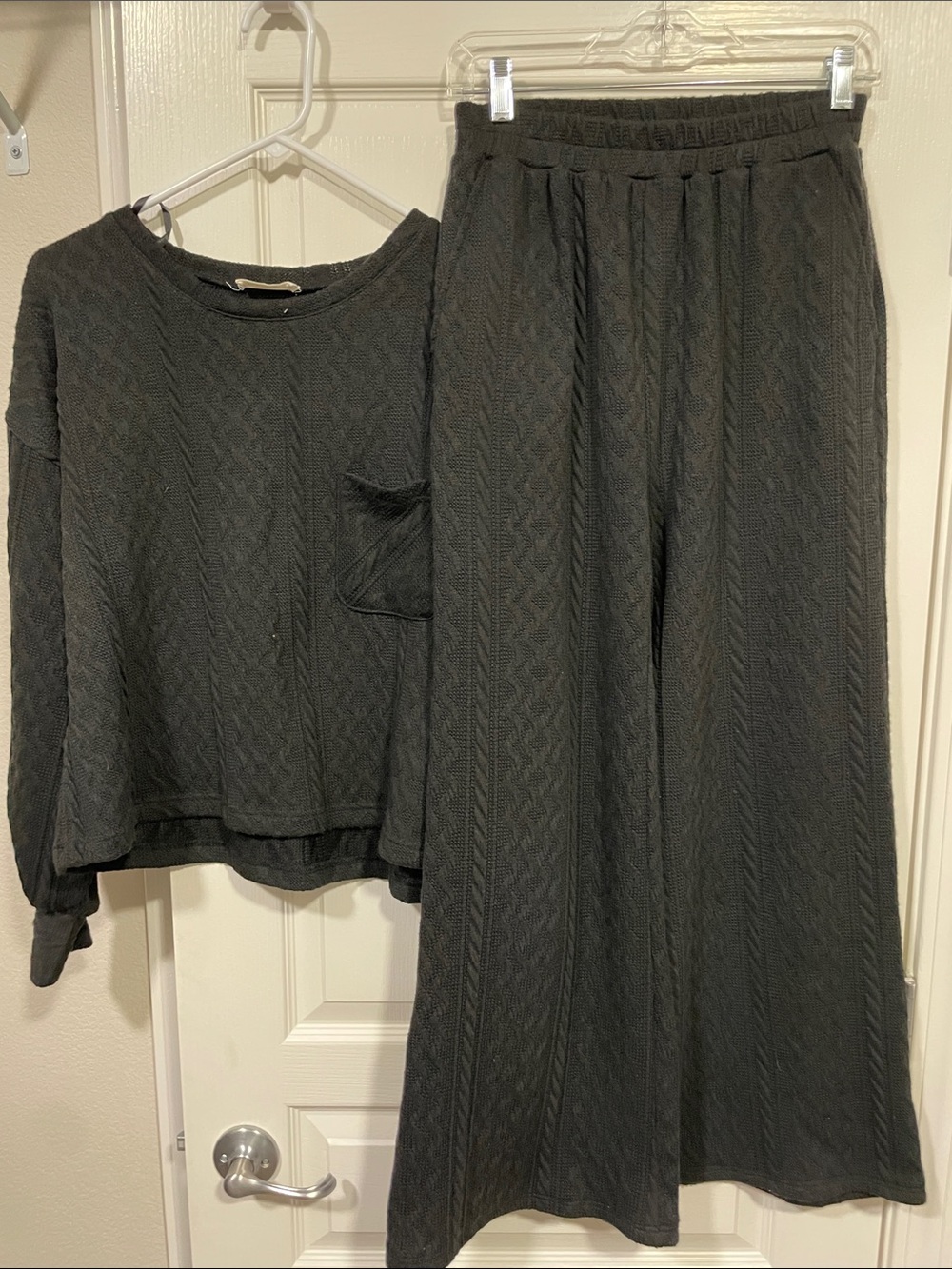New In Elegant Black Wide-Leg Pants and Swearer set. Size small.
